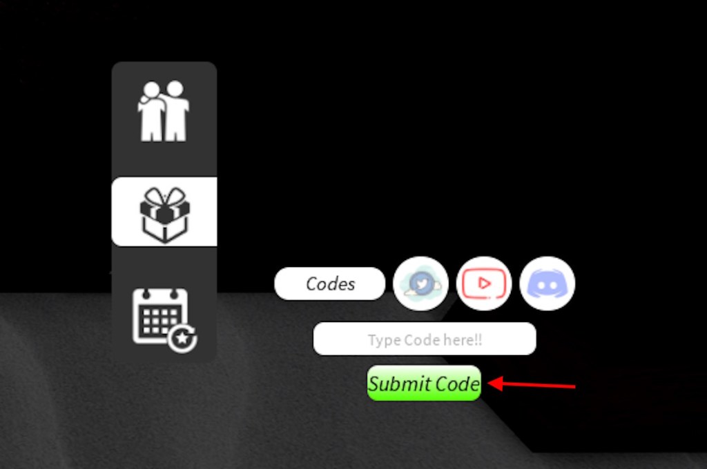 Redeem code in Project Slayers